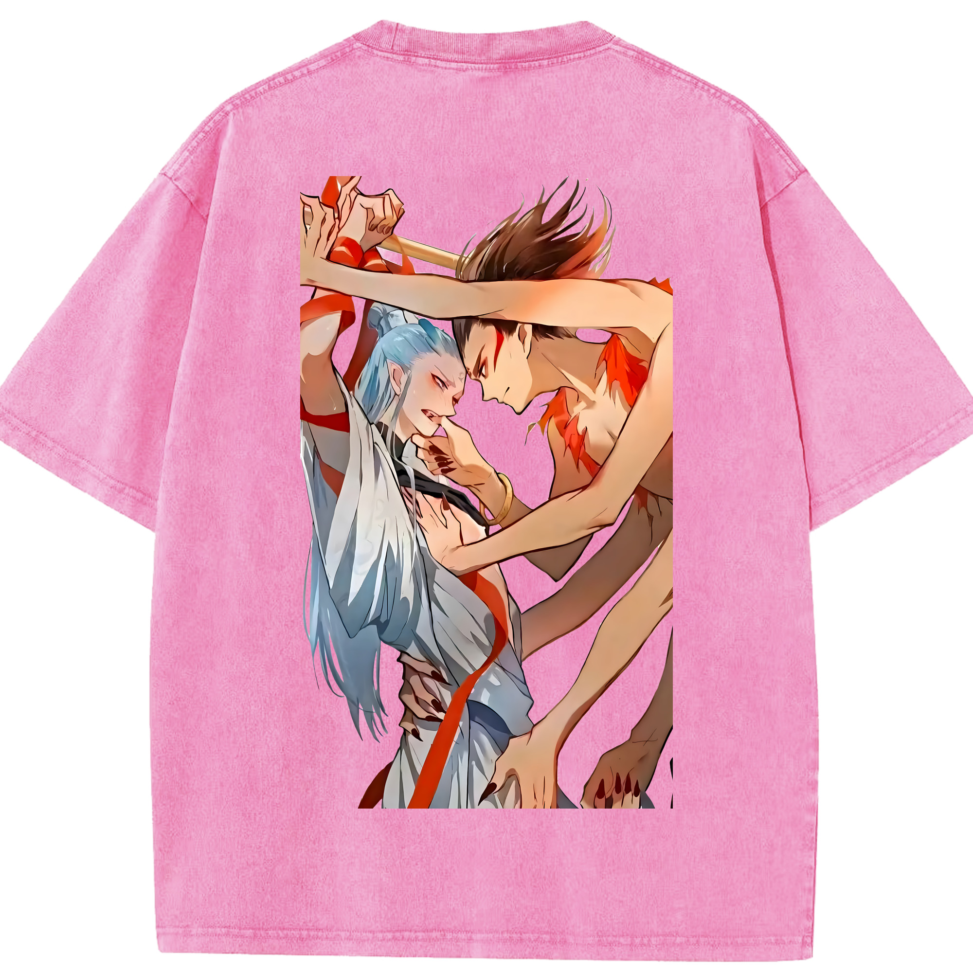 （画像用） Ne Zha 2 ナタ 魔童の大暴れ 綿100% ヴィンテージ風 半袖Tシャツ（背面プリント）